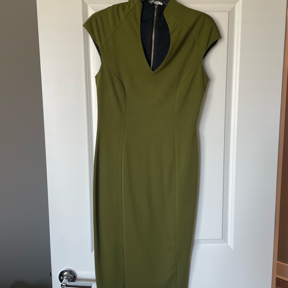 Elegant Olive Green Dress